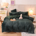 4-pcs solid plush shaggy fur comforter bedding sets